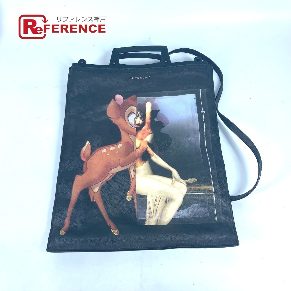 GIVENCHY Disney Bambi Handbag Tote Shoulder Bag Leather Black